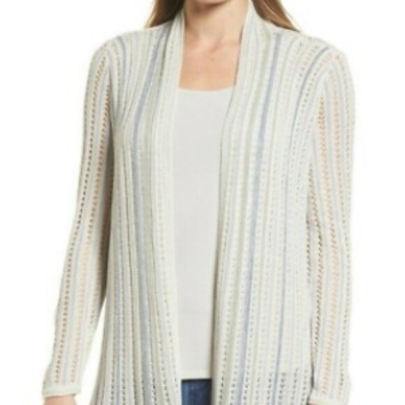 Nic + Zoe Courtyard Open Front Cardigan Linen Blend Small - Picture 1 of 9